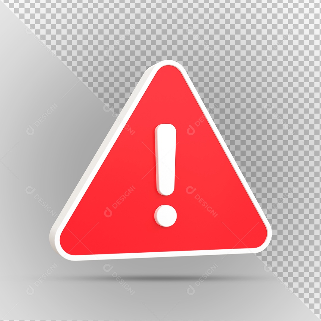 Sinal de Alerta Vermelho Elemento 3D para Composição PSD