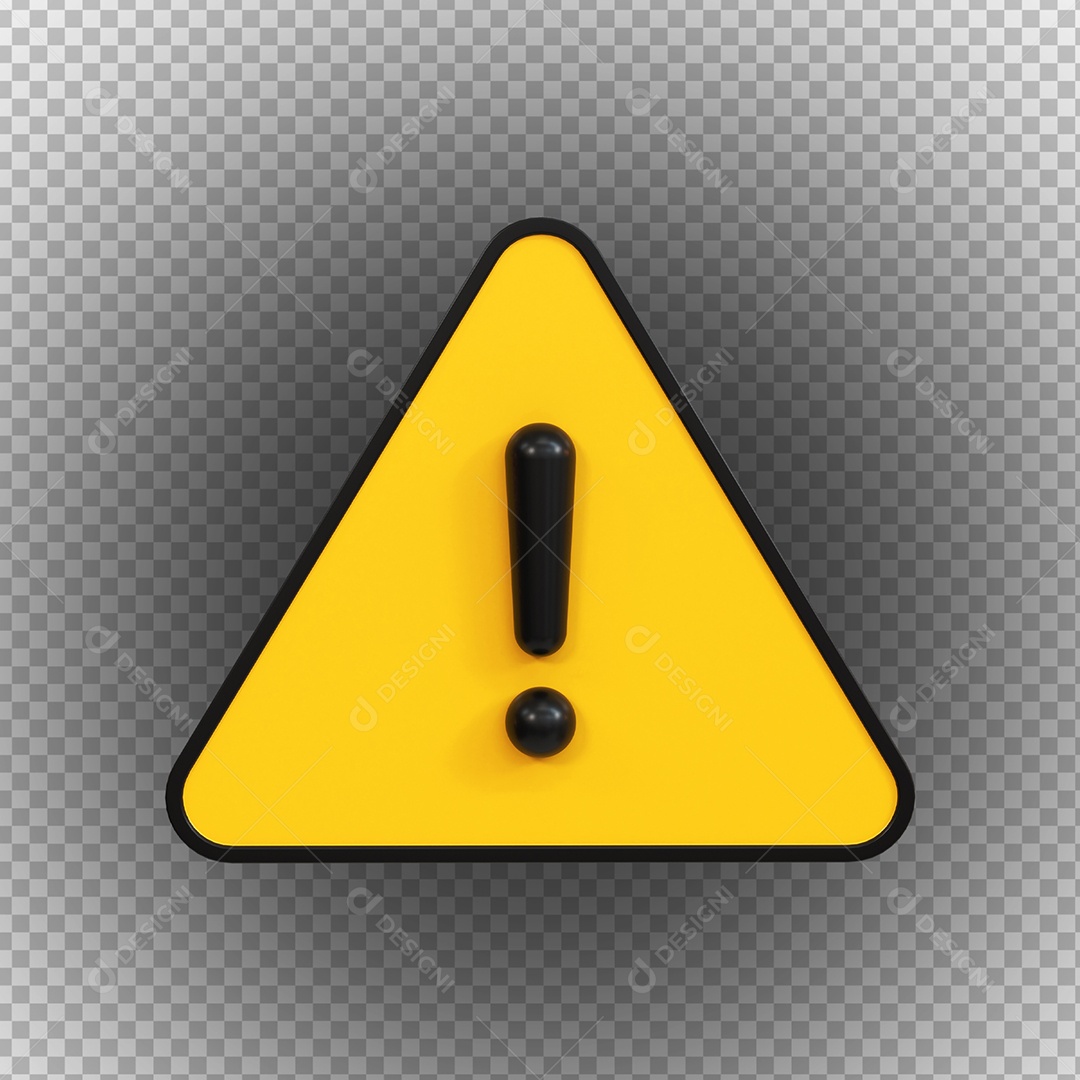 Sinal de Alerta Amarelo Elemento 3D para Composição PSD
