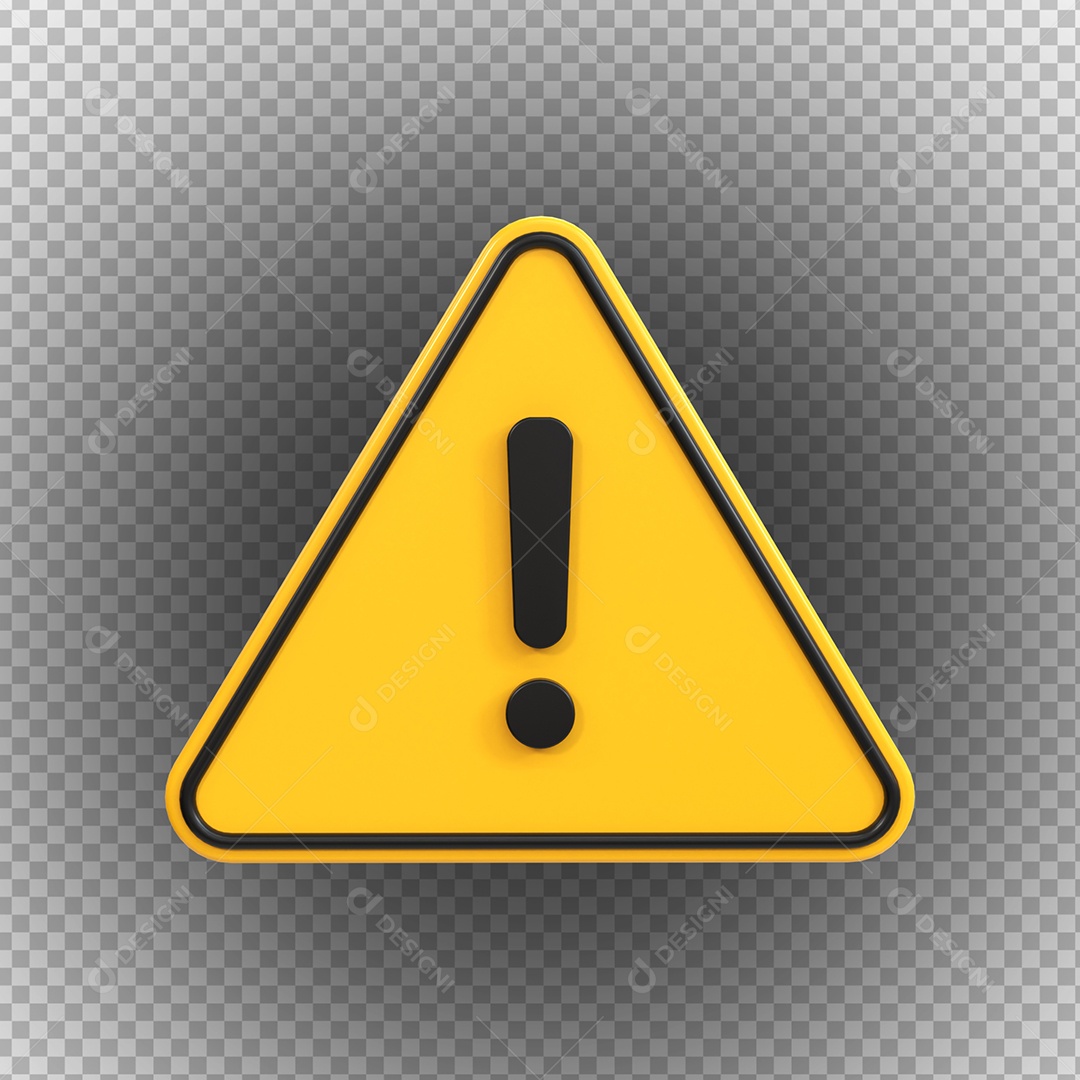 Sinal de Alerta Amarelo Elemento 3D para Composição PSD