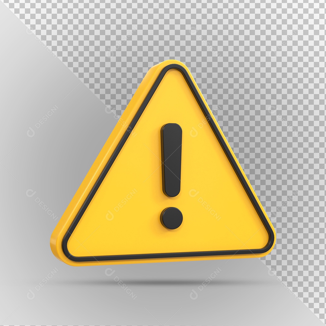 Sinal de Alerta Amarelo Elemento 3D para Composição PSD