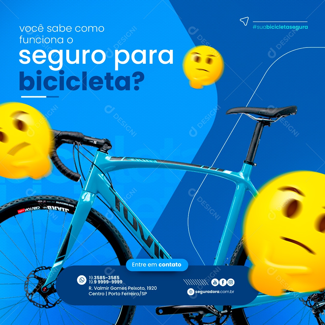 Você sabe como funciona o seguro para Bicicleta Seguradora Social Media PSD Editável