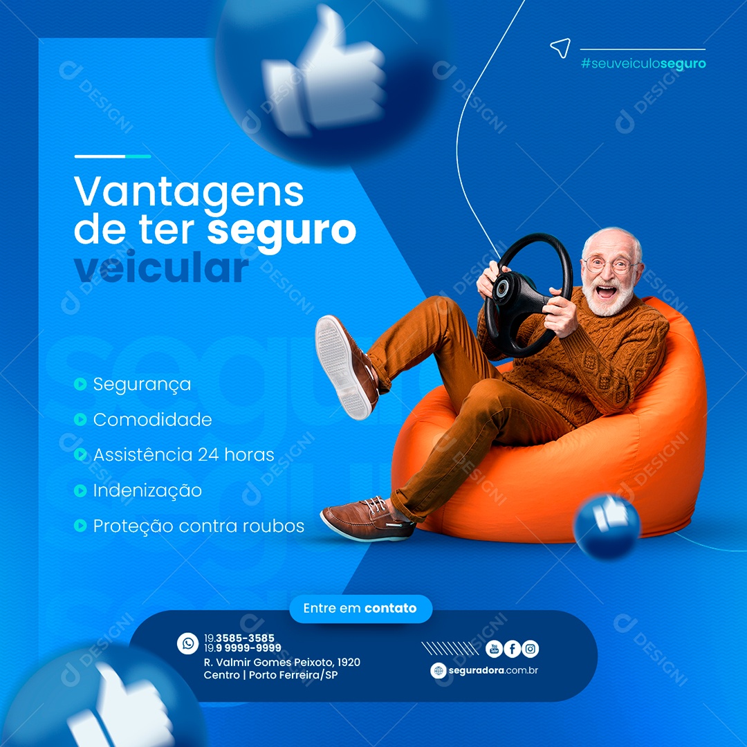 Vantagens de ter seguro veicular Seguradora Social Media PSD Editável