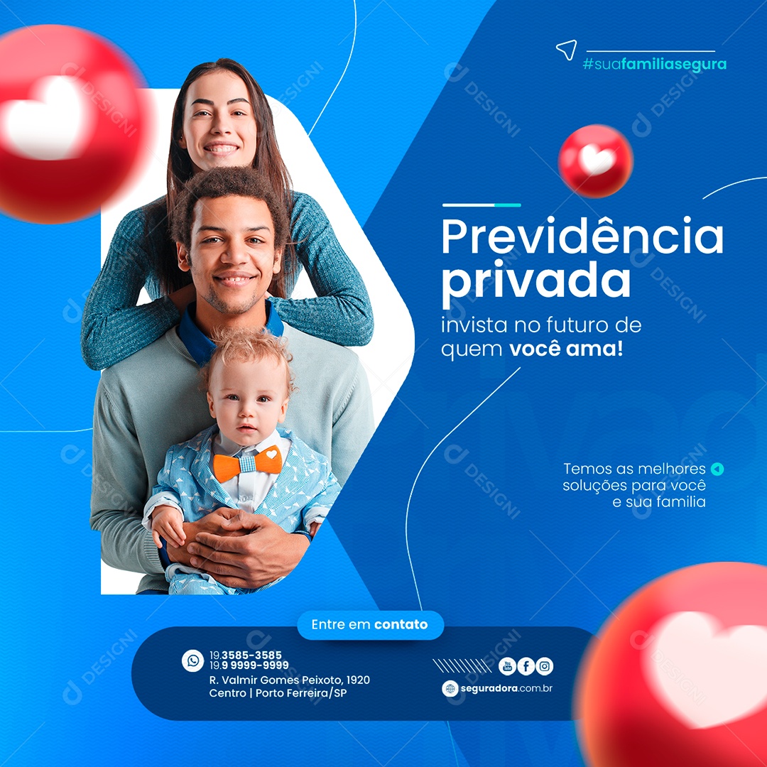 Previdência privada invista no futuro de quem você ama Seguradora Social Media PSD Editável