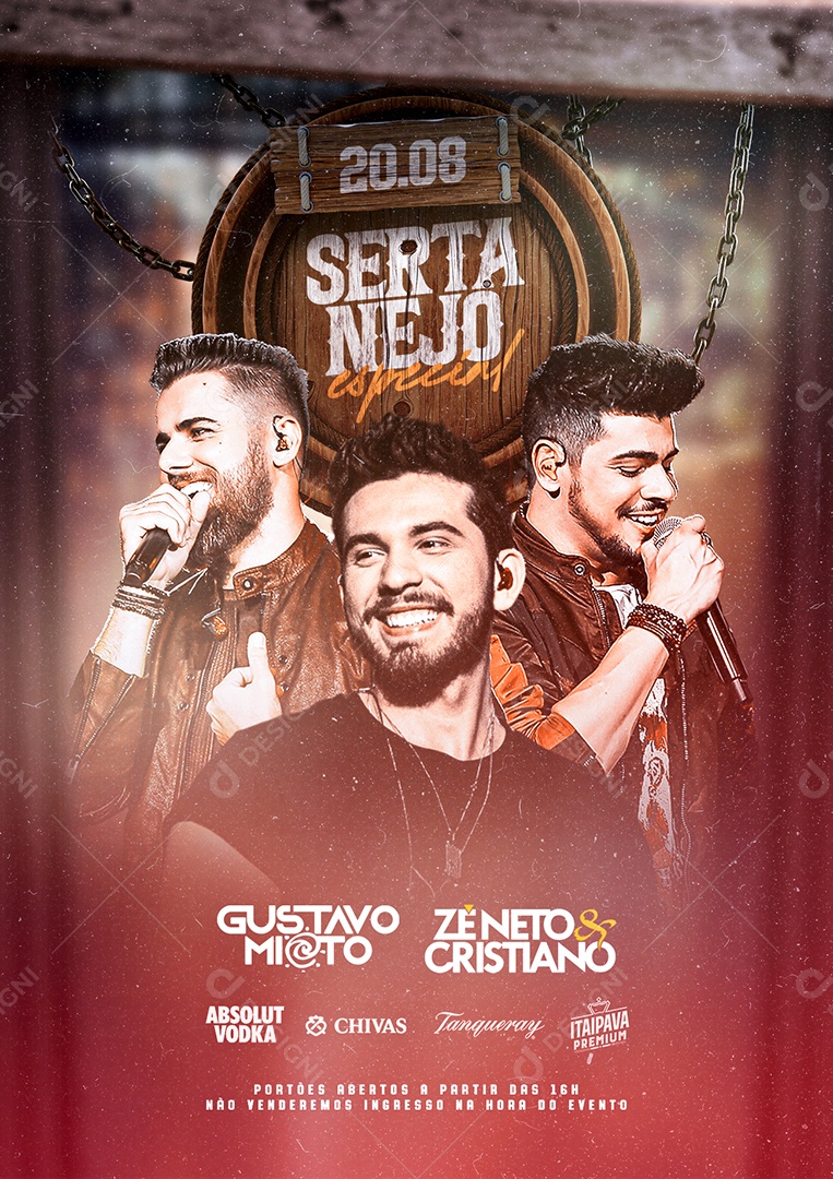 Sertanejo Especial Gustavo Mioto Zé Neto e Cristiano Flyers Social Media PSD Editável
