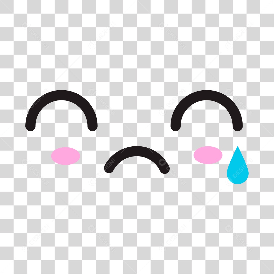Face de personagem triste com gota de lagrima  PNG