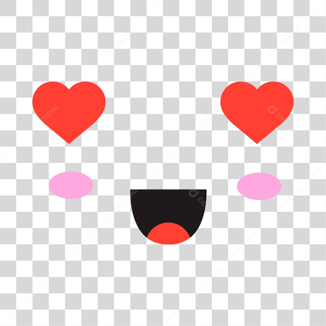 Face de personagem apaixonado com olhos de corações PNG