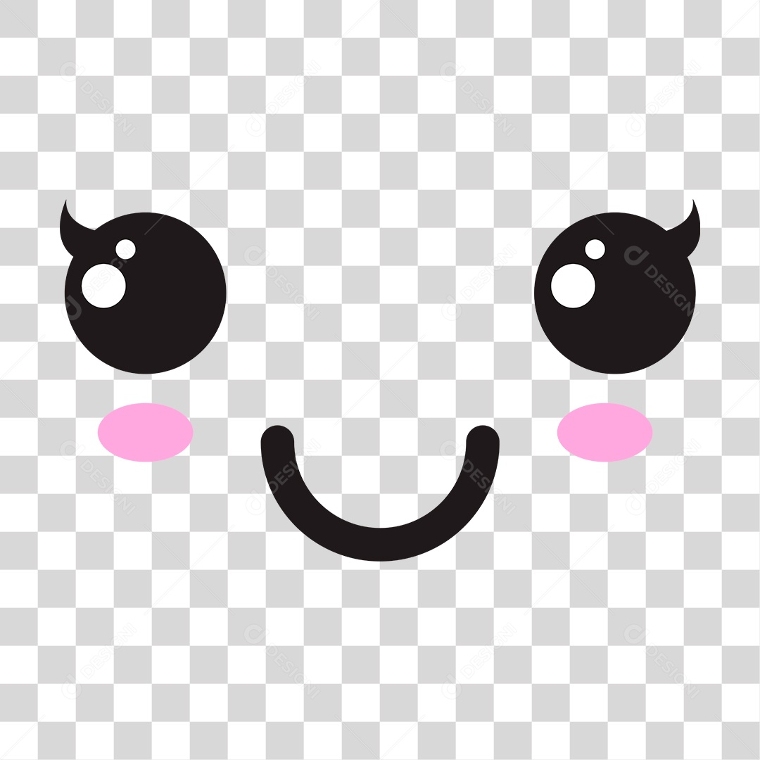 Face de personagem alegre e animado PNG