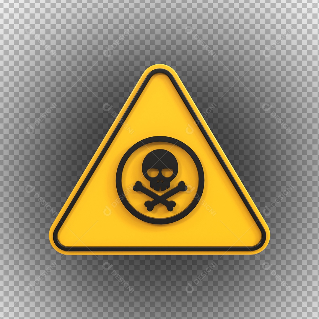 Sinal tóxico de perigo de alta tensão Elemento 3D PSD