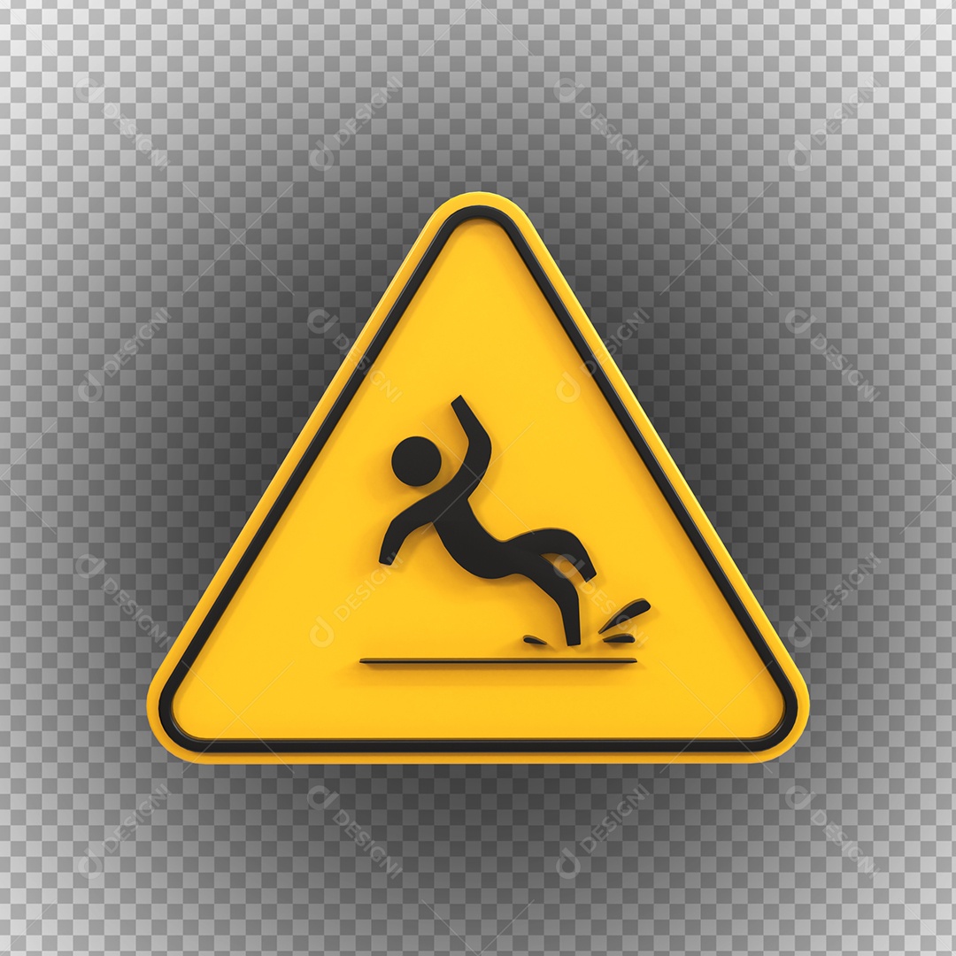 Sinal de Piso escorregadio de perigo Elemento 3D PSD