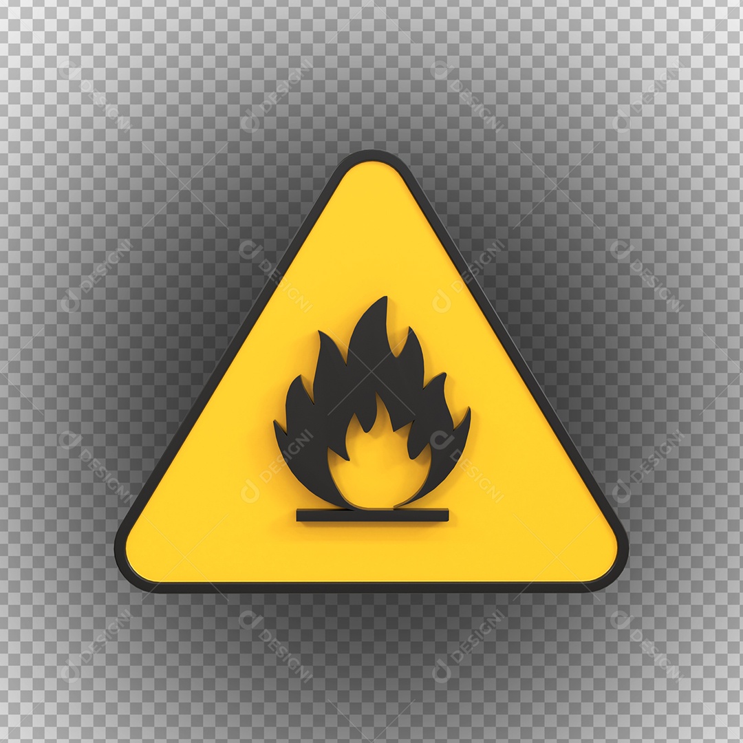 Sinal de materiais inflamáveis ​​de perigo de alta tensão Elemento 3D PSD