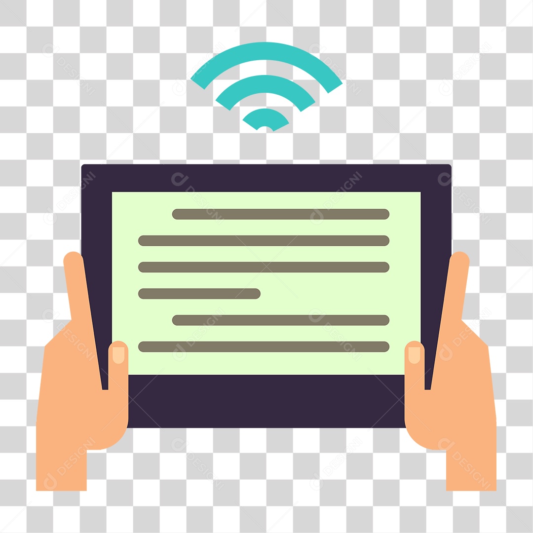 Desenho Segurando Tablet Ipad Mão PNG Transparente