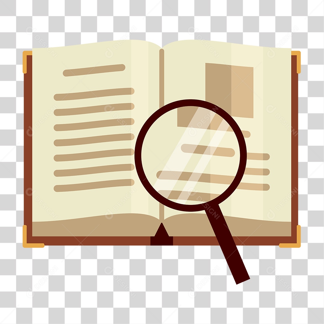 Desenho de Livros e Lupa PNG Transparente