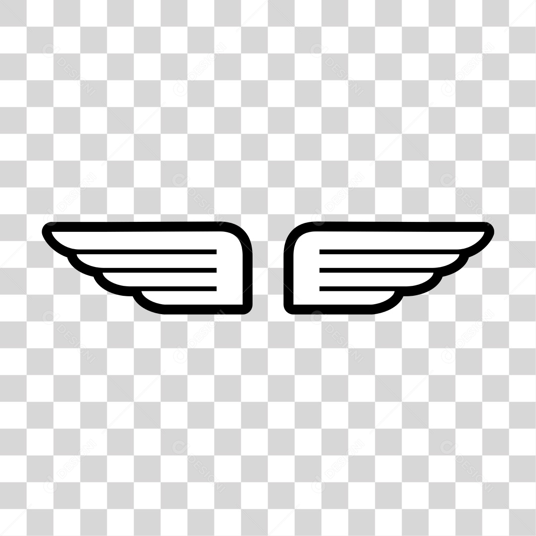 Drawing of Black and White Wings PNG Transparent