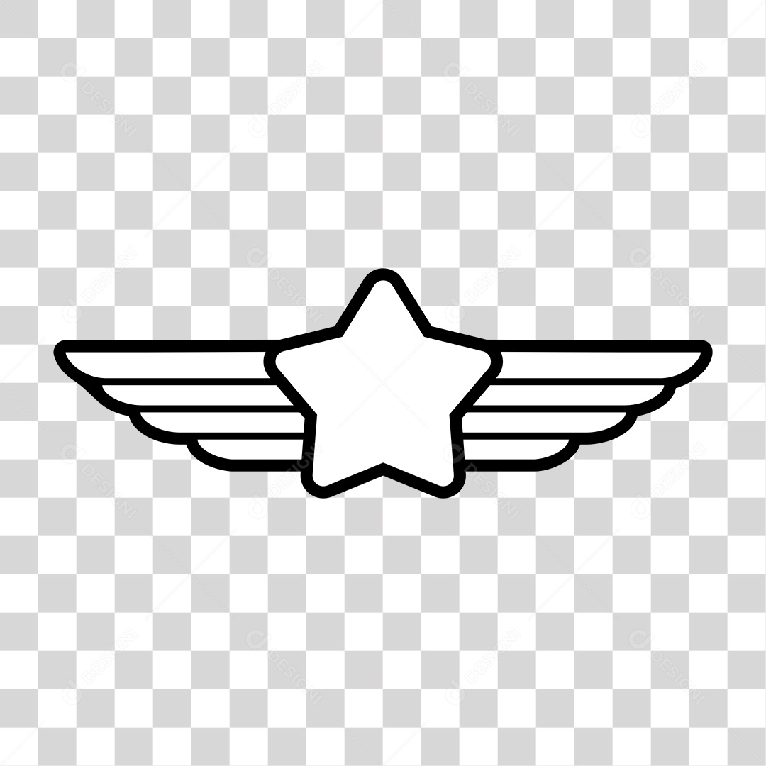 Desenho de Asas Preto e Branco Estrela PNG Transparente