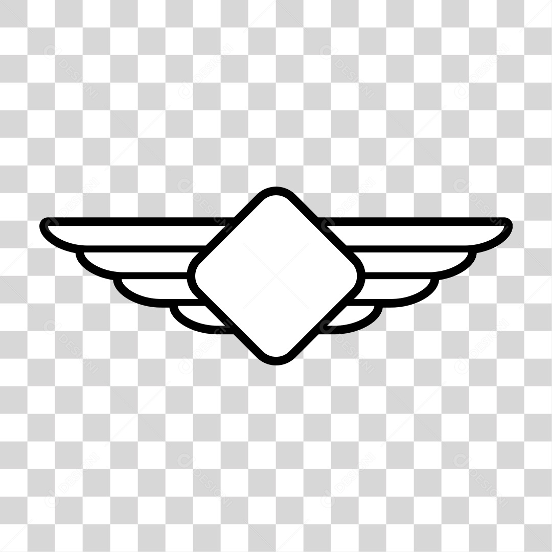 Desenho de Asas Preto e Branco Quadrado PNG Transparente