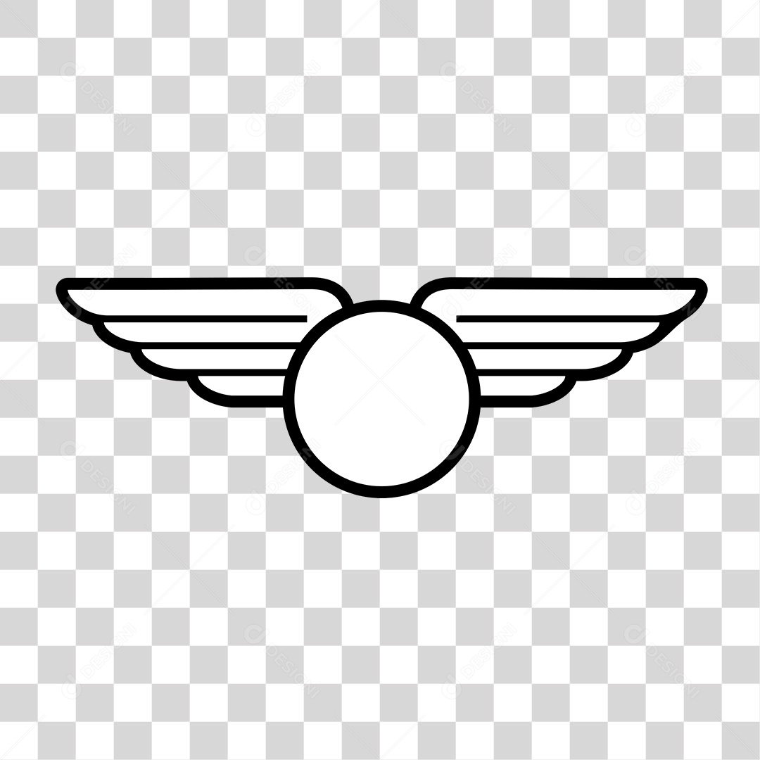 Desenho de Asas Preto e Branco Redondo PNG Transparente