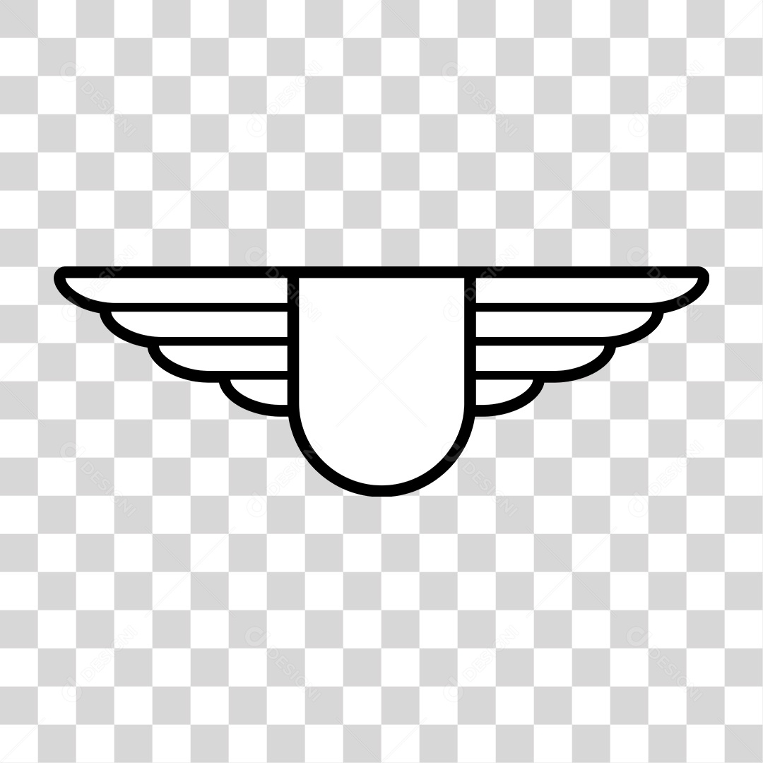 Desenho de Asas Preto e Branco PNG Transparente