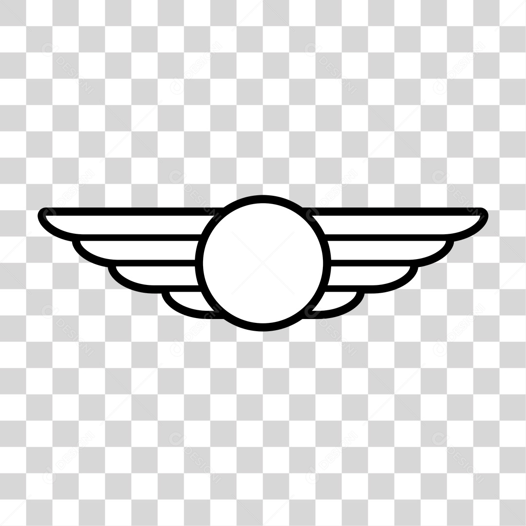 Desenho de Asas Preto e Branco Circulo PNG Transparente