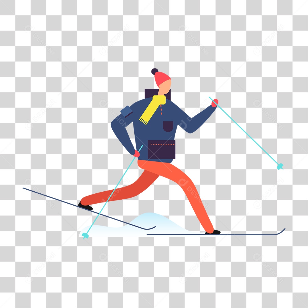 Drawing Man Skiing in the Snow PNG Transparent