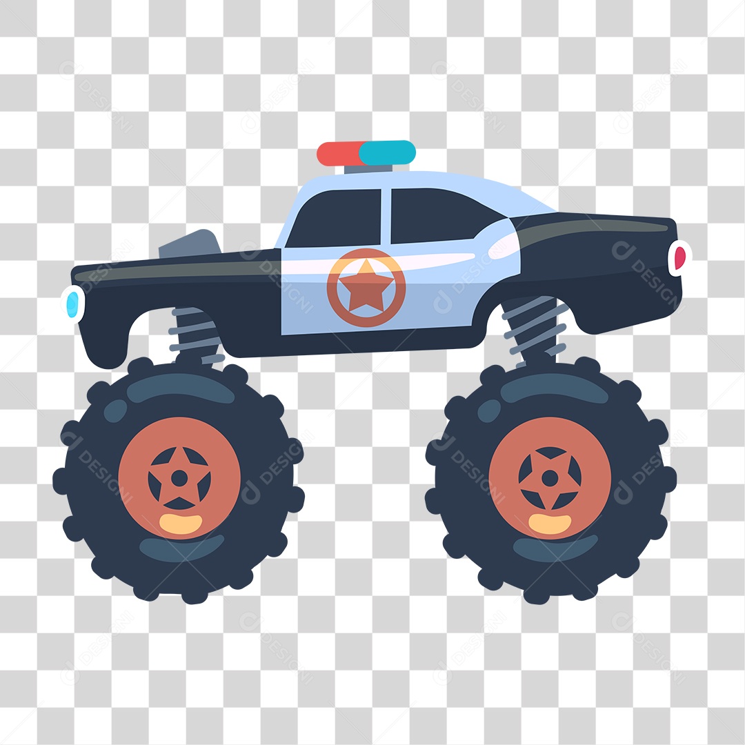 Desenho de Carro Monster do Policial PNG Transparente
