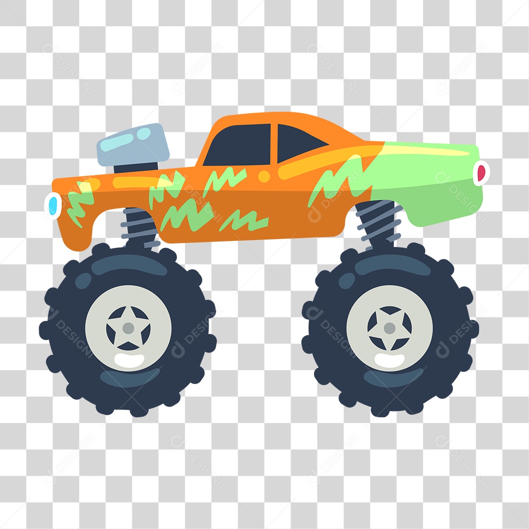 Desenho de Carro Monster Laranja PNG Transparente