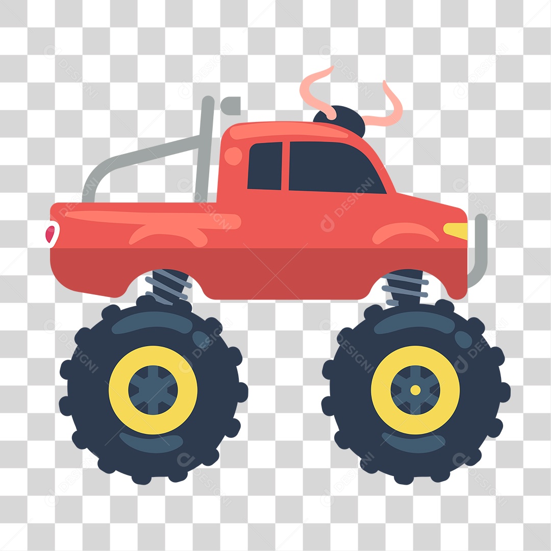Desenho de Carro Monster Vermelho PNG Transparente