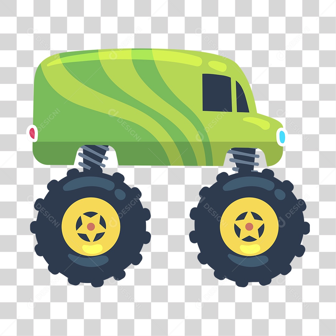 Desenho de Carro Monster Verde PNG Transparente