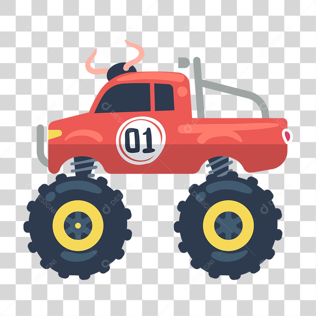 Desenho de Carro Monster Vermelho PNG Transparente