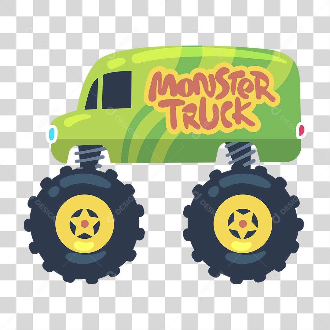 Desenho de Carro Monster Truck Verde PNG Transparente