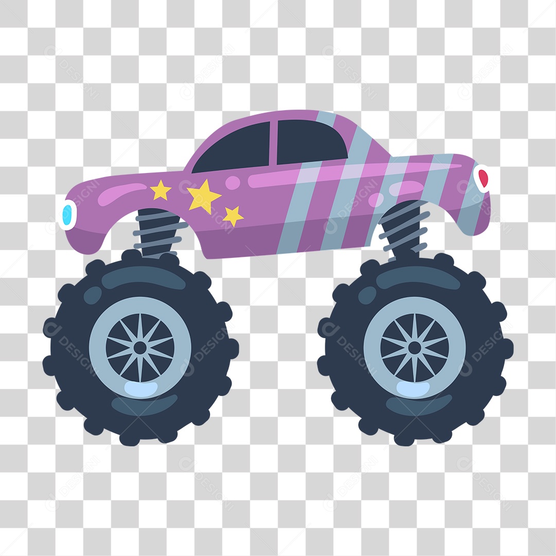 Desenho de Carro Monster Roxo PNG Transparente