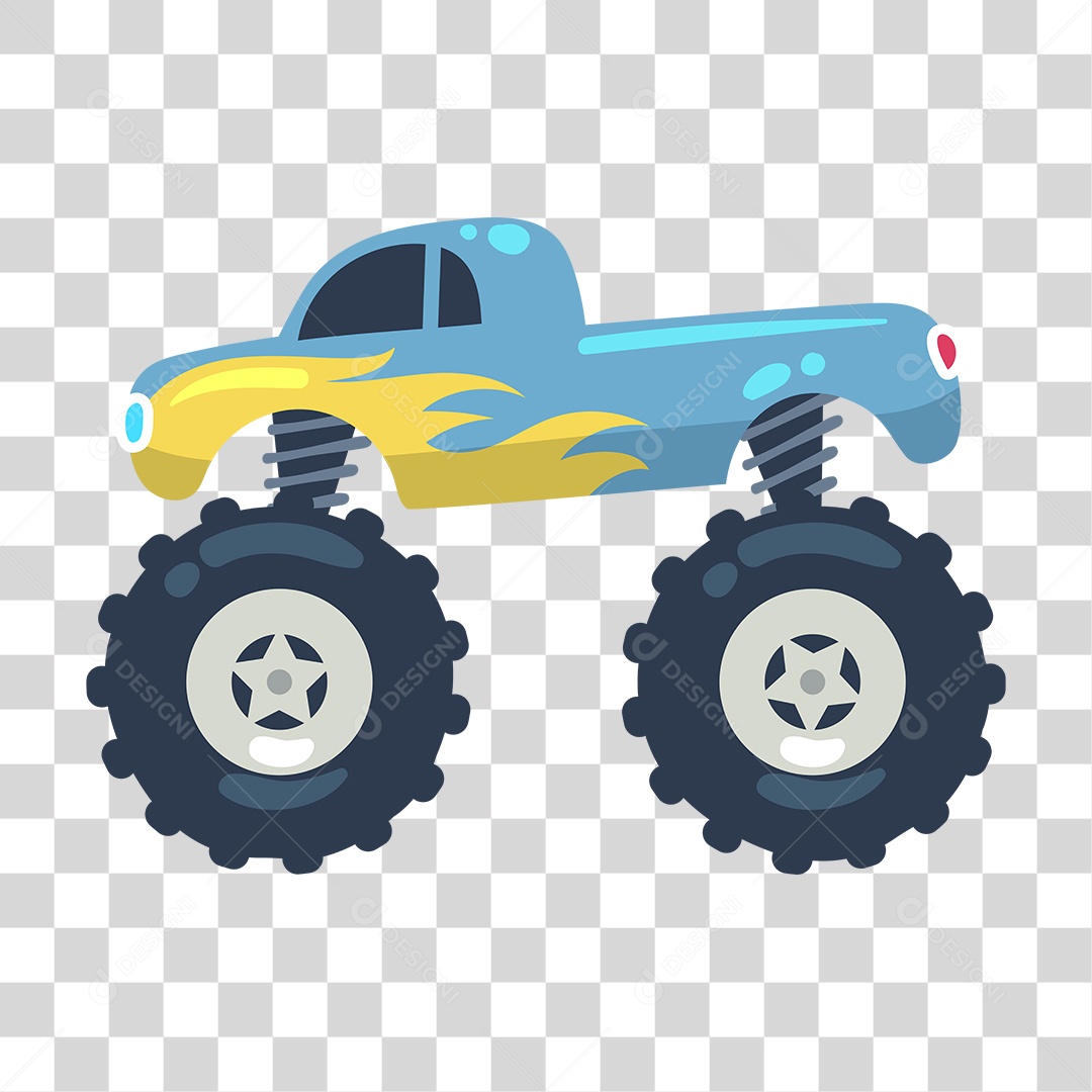 Desenho de Carro Monster Azul PNG Transparente