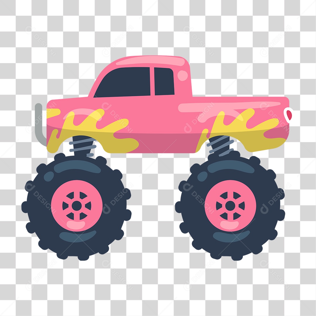 Desenho de Carro Monster Rosa PNG Transparente