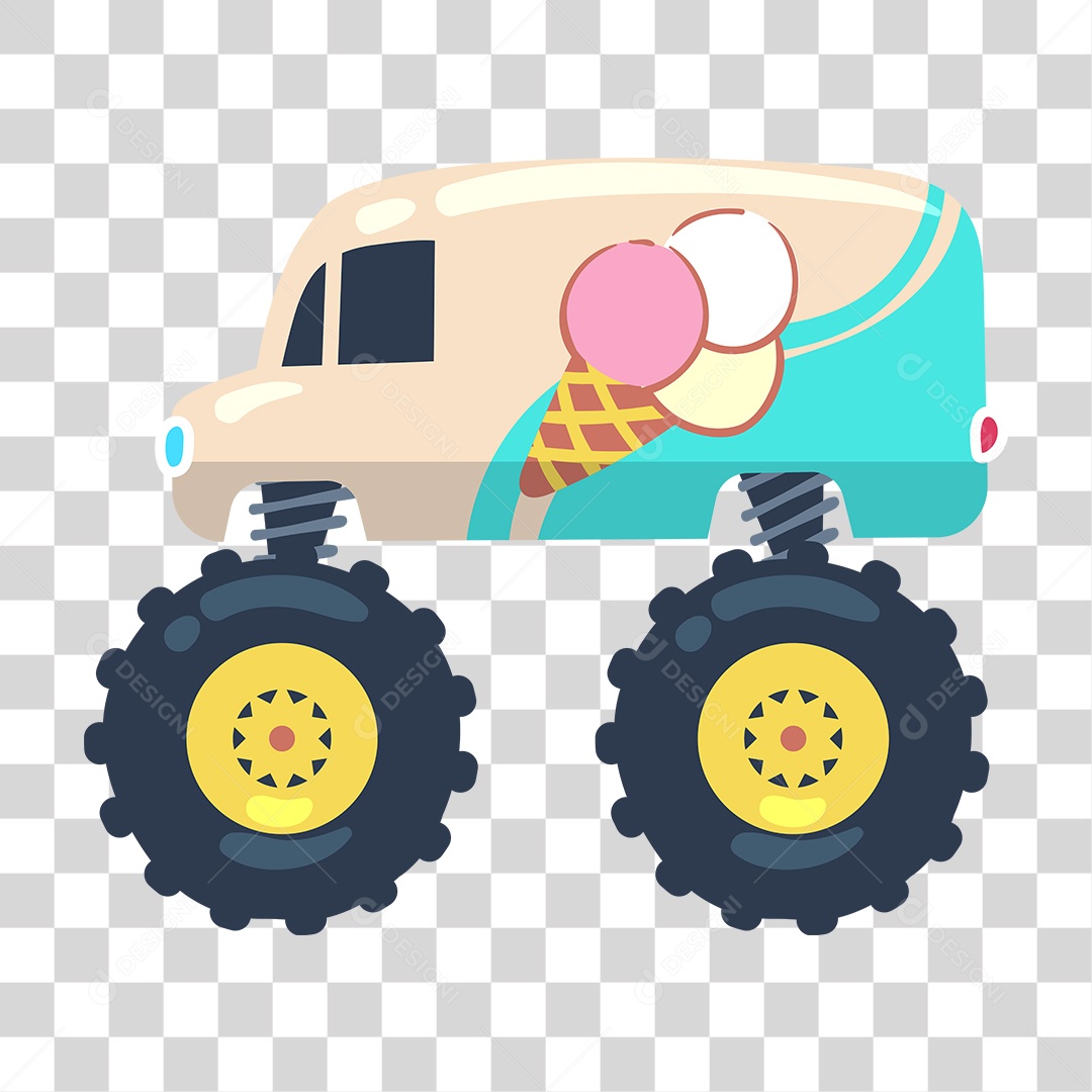 Desenho de Carro Monster de Soverte Rosa PNG Transparente