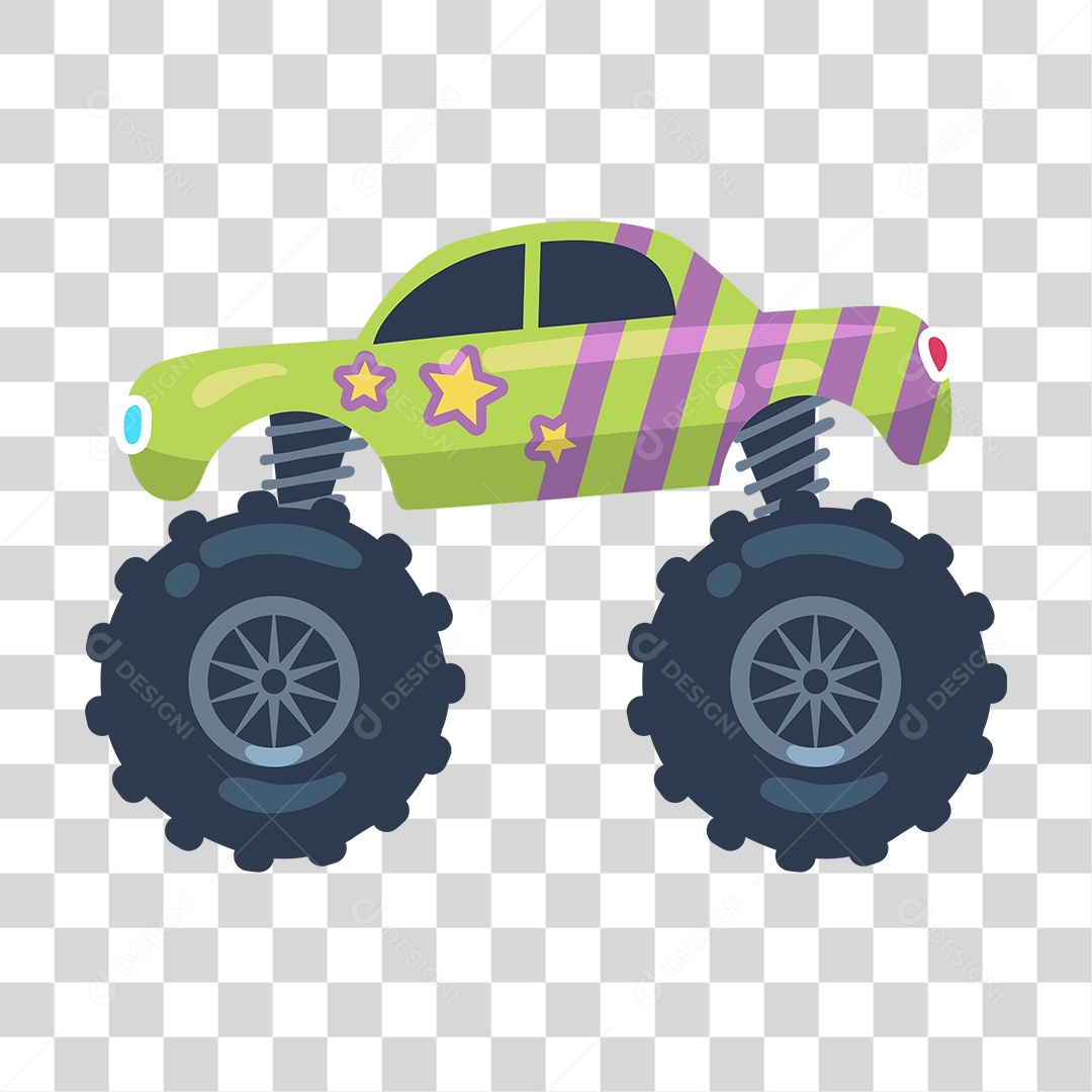Desenho de Carro Monster Verde PNG Transparente