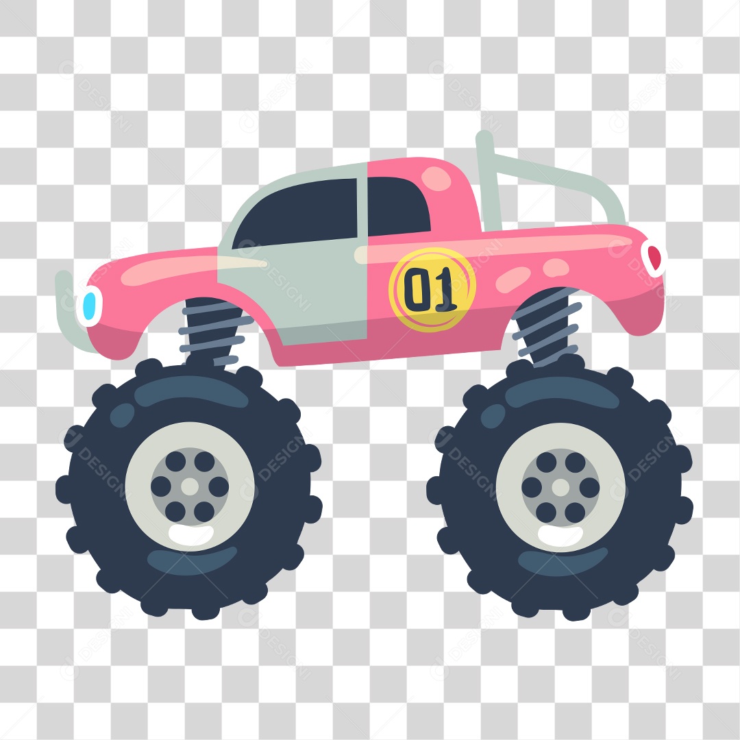 Pink Monster Car Drawing PNG Transparent