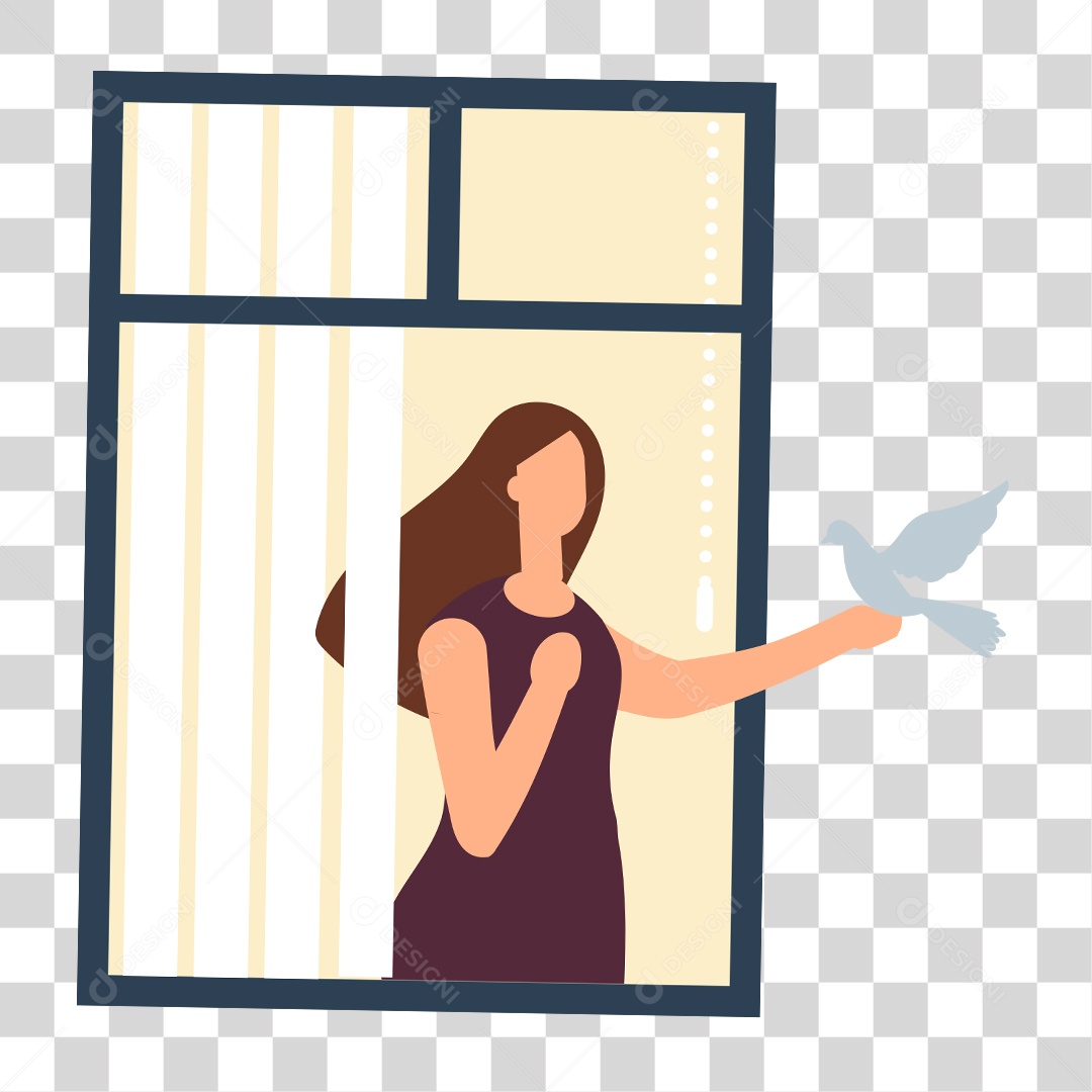 Desenho Mulher Perto da Janela PNG Transparente