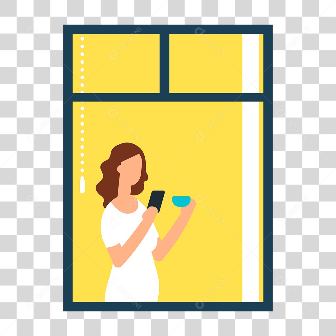 Desenho Mulher Perto da Janela PNG Transparente