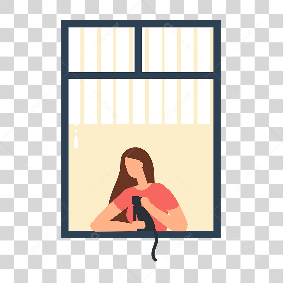 Desenho Mulher Perto da Janela PNG Transparente