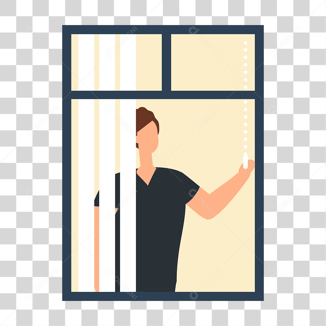 Desenho Homem Perto da Janela PNG Transparente