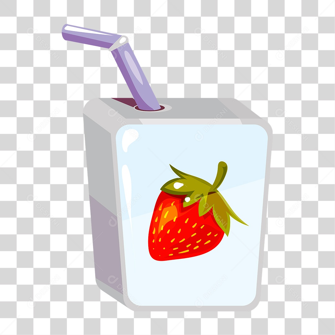 Desenho Caixa de Suco de Morango PNG Transparente