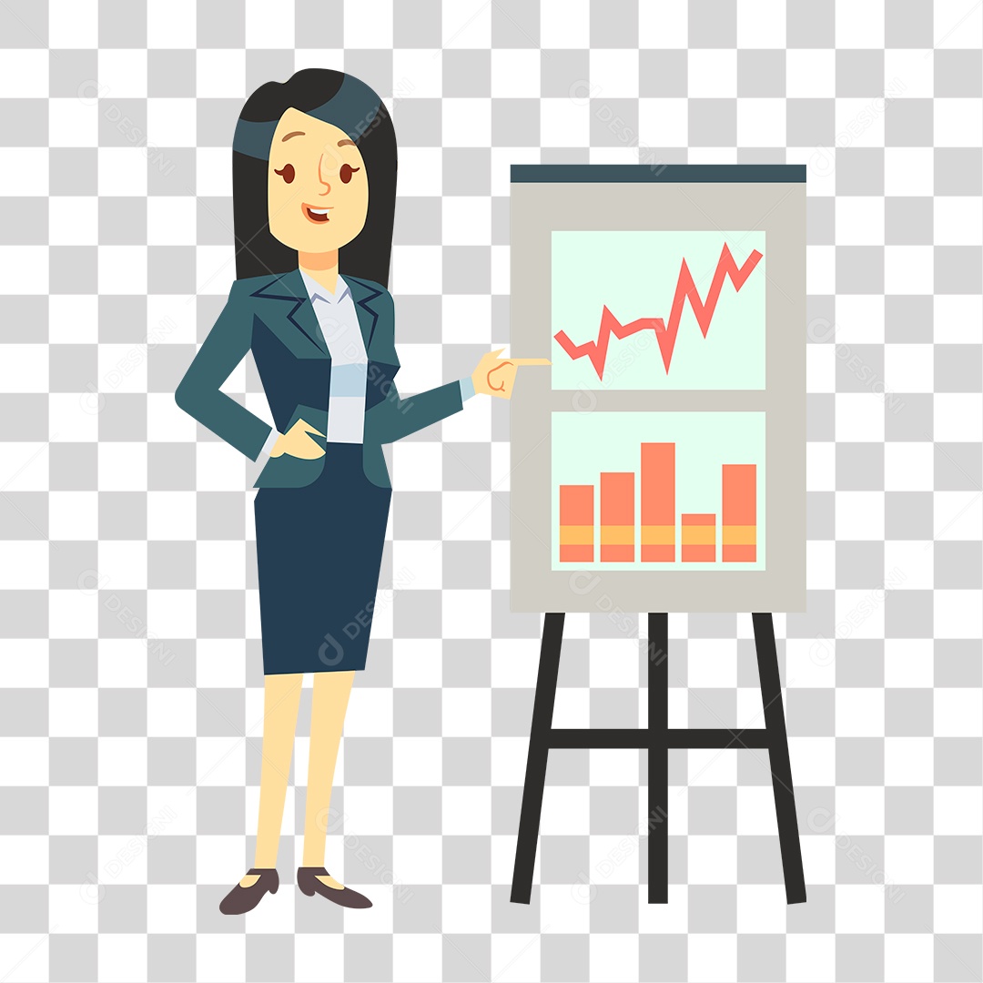 Desenho de Mulher de Negócios Fazendo Apresentação PNG Transparente