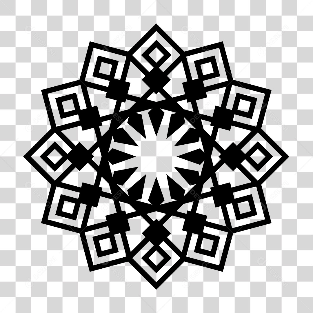 Mandala Preta e Branco PNG Transparente