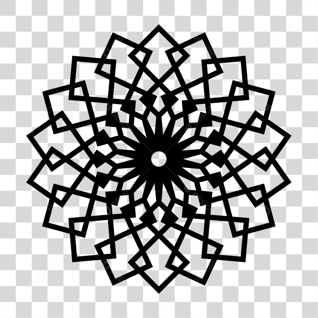 Mandala Preta e Branco PNG Transparente