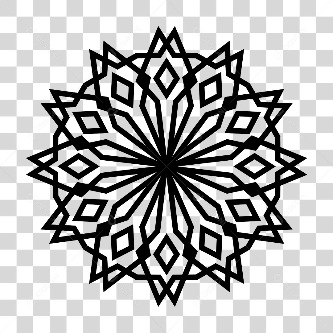 Mandala Preta e Branco PNG Transparente