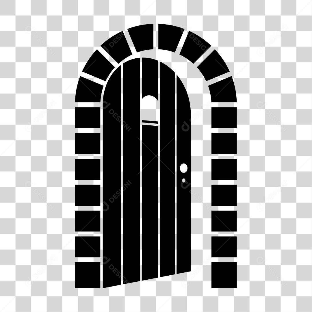 Desenho de Porta de Madeira Preto e Branco PNG Transparente