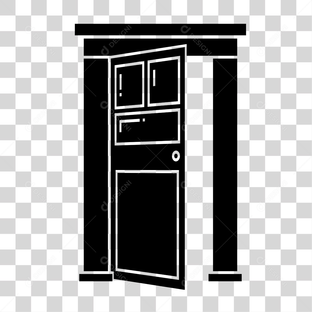 Desenho de Porta de Madeira Preto e Branco PNG Transparente