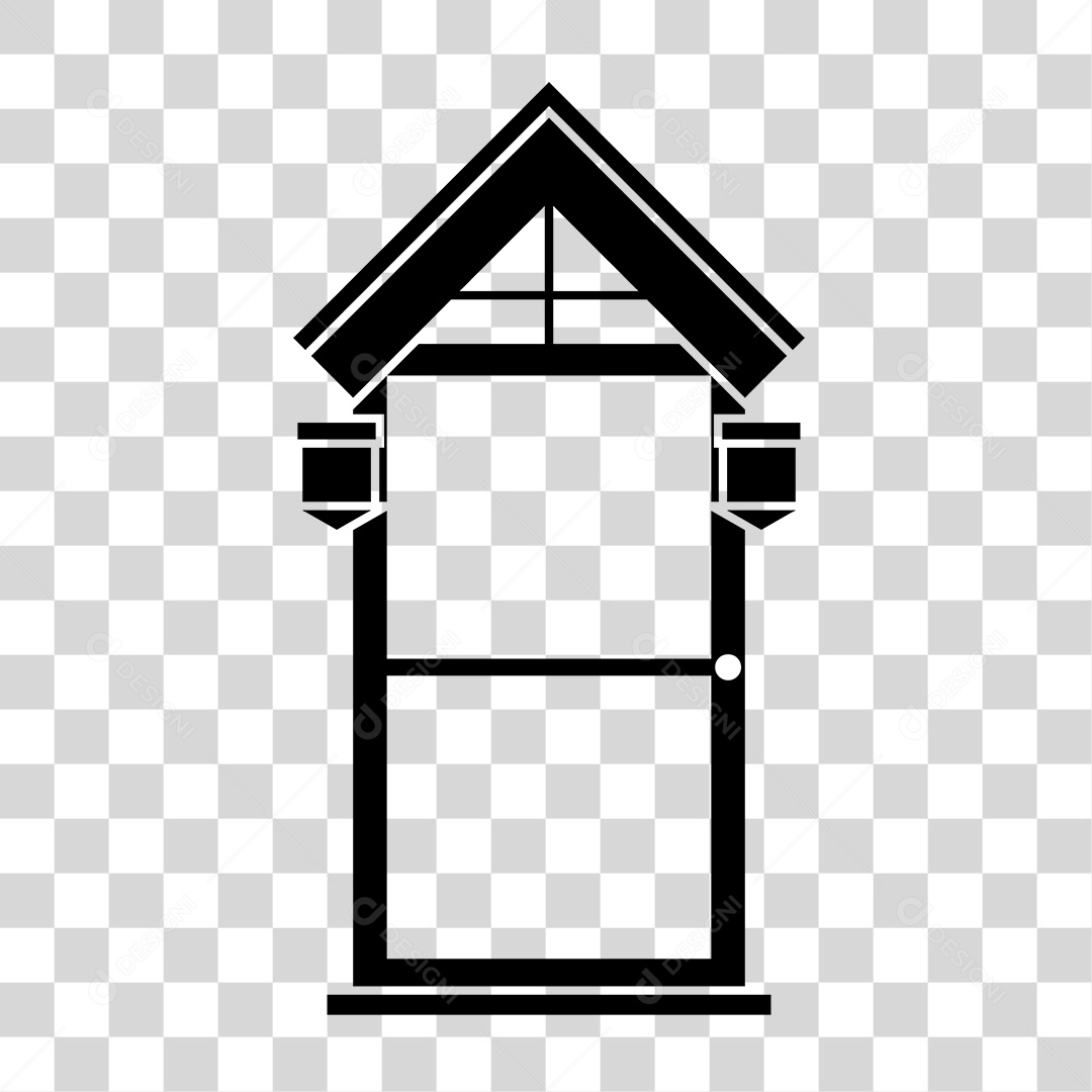 Desenho de Porta Preto e Branco PNG Transparente