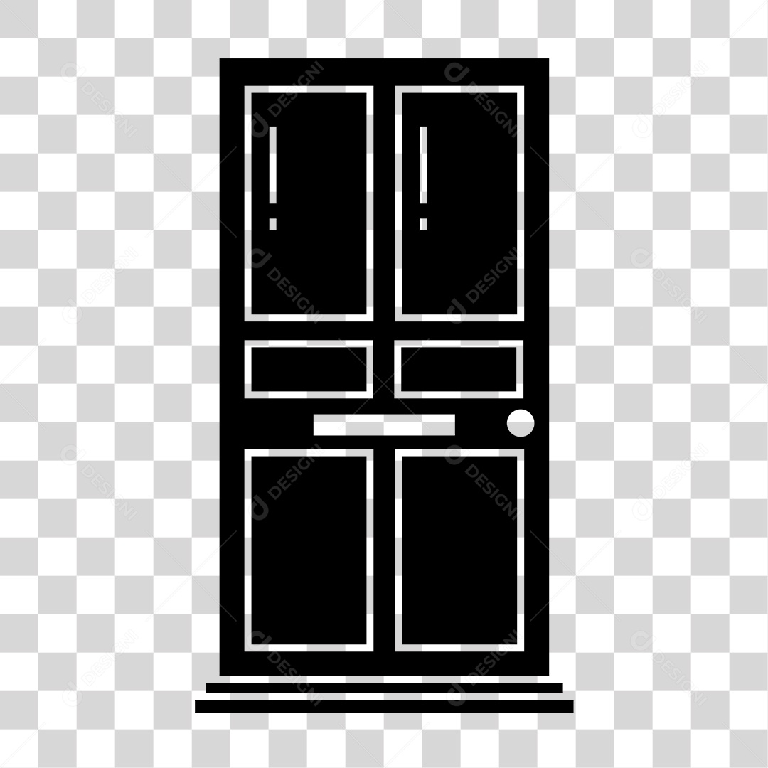 Desenho de Porta Preto e Branco PNG Transparente