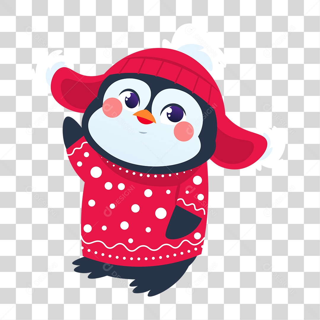Desenho de Pinguim Vestido PNG Transparente