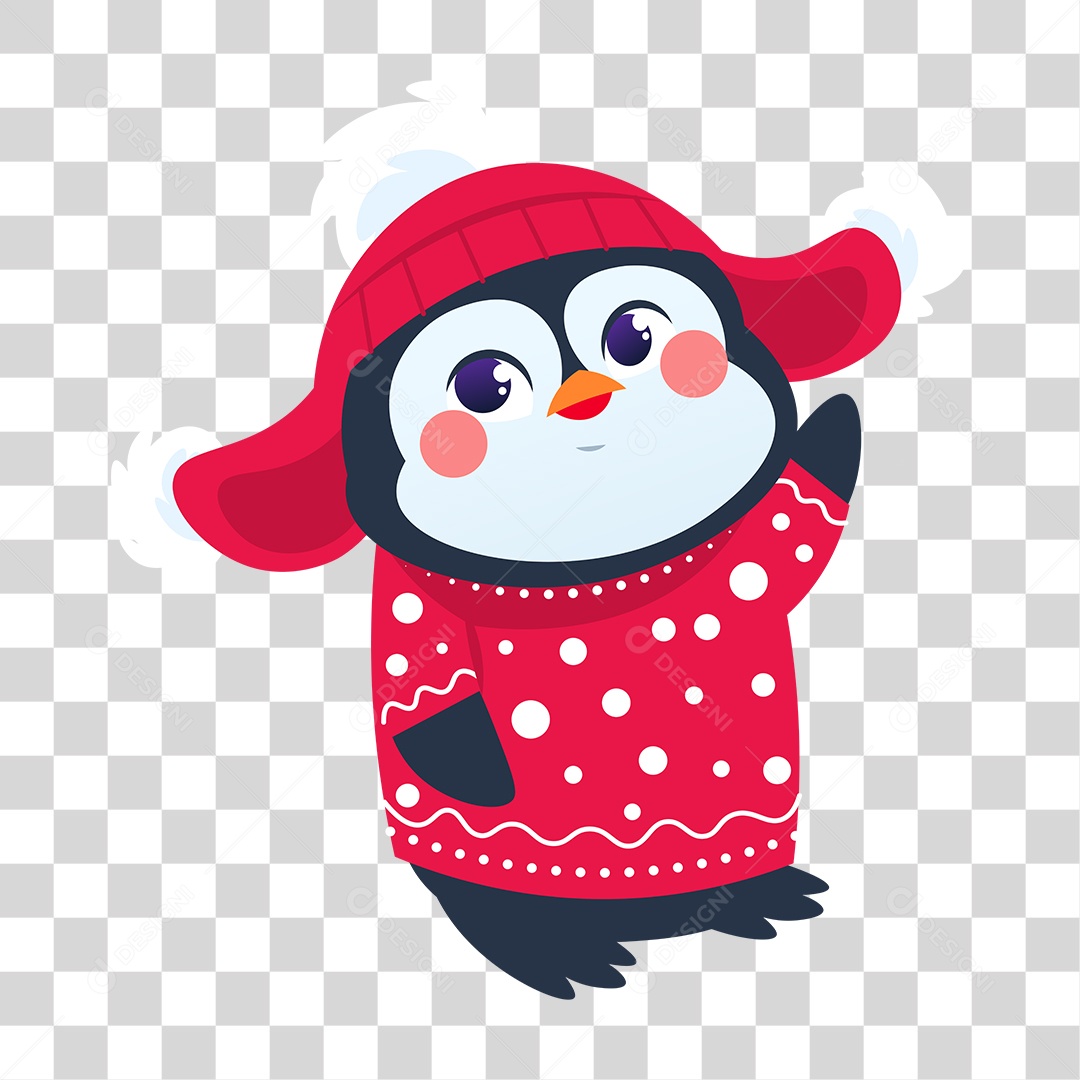 Desenho de Pinguim Vestido PNG Transparente
